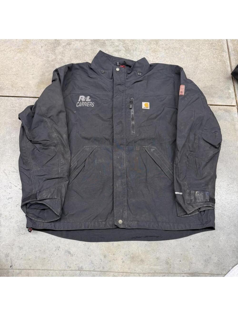 vintage carhartt faded black full zip shoreline storm defender waterproof jacket